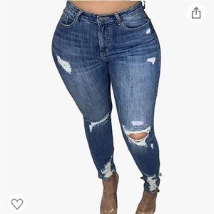 Sexyshine Women's Plus Size Casual High Waist Skinny Jeans Stretch Denim Pants